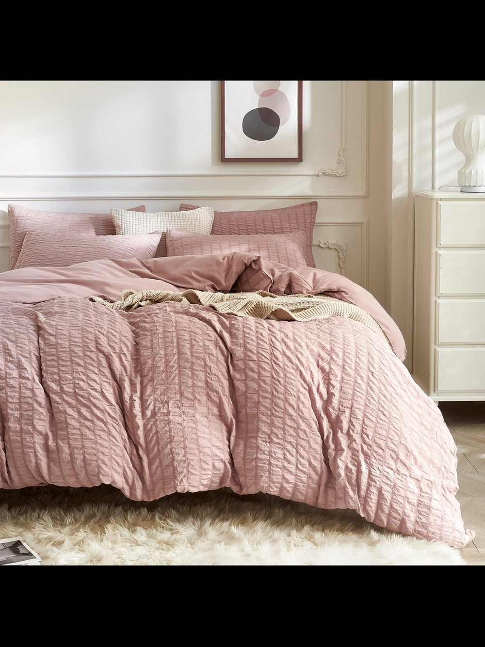 Luxury Quilted Duvet Cover Set in Blush Pink